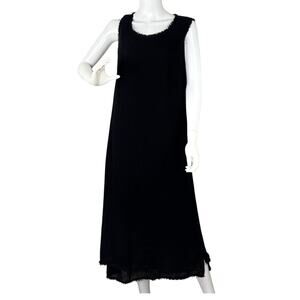 Amelline Maxi Shift Dress Crinkle Linen Layered Sleeveless Beach Lagenlook Sz M